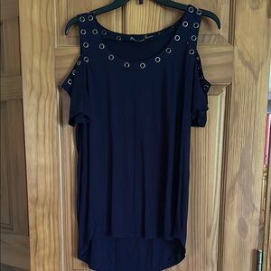 Blue shoulder bearing Embellished Blouse in good condition